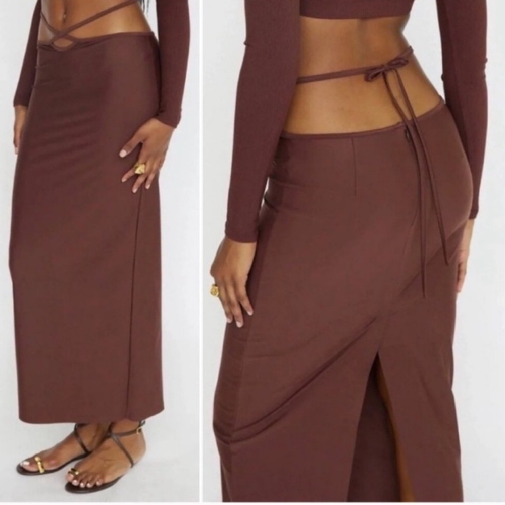 Euro Summer brown Skirt SPF Spandex Blend Buttersoft Resortcore Vacation Beach